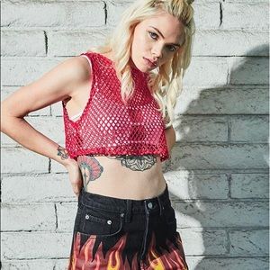 Red net Emma and Sam crop top.